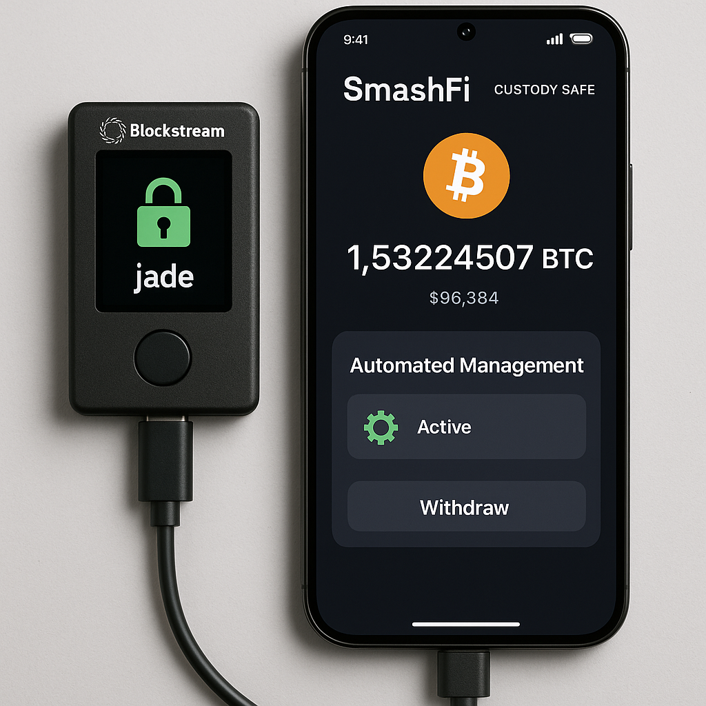 A secure Blockstream Jade hardware wallet connecte